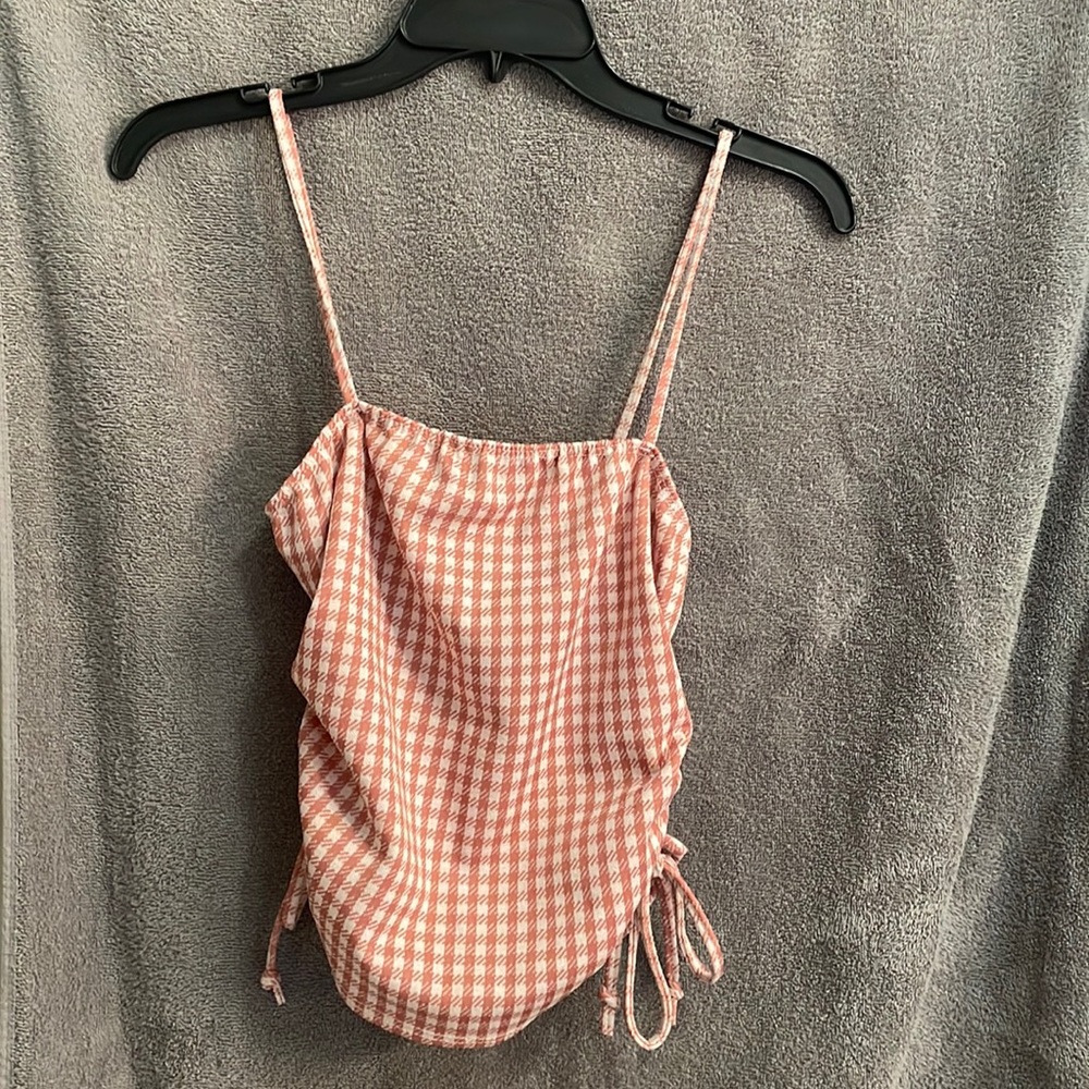 Brit + Bri Pink Scrunched Crop Top